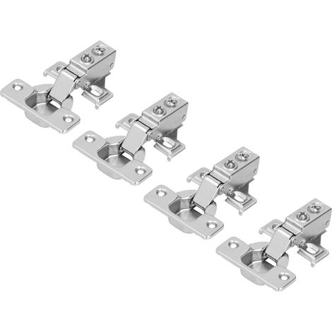 Ensemble de 4 charnières de porte avec vis, charnière hydraulique américaine à amortissement 105 degrés pour armoire, placard et penderie (1/5)