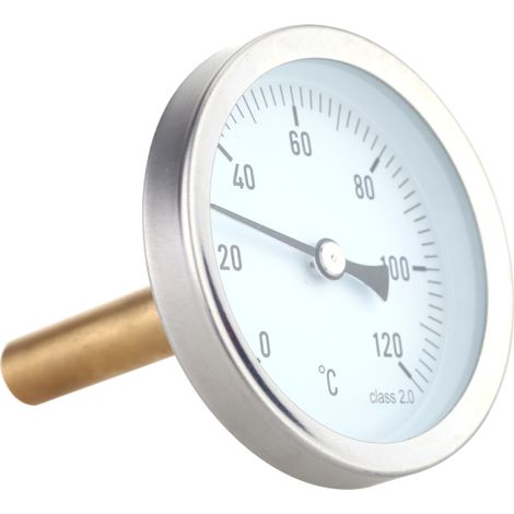 Thermomètre à cadran horizontal de 63 mm, en aluminium, pour une plage de température de 0 à 120 °C, filetage 1/2 BSP. (1/5)