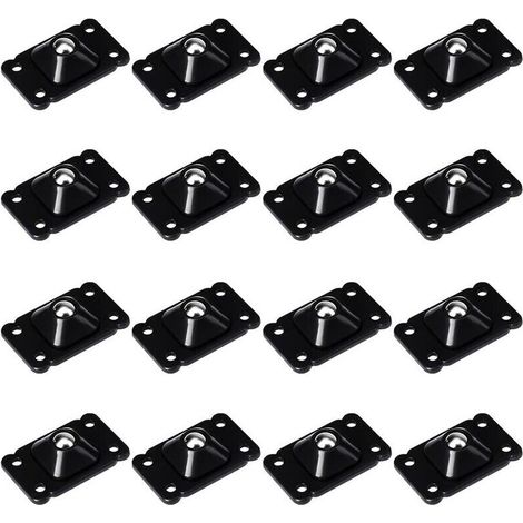 SABIR Lot de 16 mini roulettes pivotantes universelles à rotation à 360 degrés - Auto-adhésives - Roulettes pivotantes en acier inoxydable - Roulettes Auto-AdhéSives, Mini-Roues Pivotantes- Noir, (1/5)