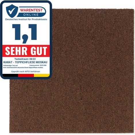 Floordirekt – Dalle moquette bouclée 50 x 50 cm – Revêtement isolant marron foncé – Antidérapante et autoportante – Usage intensif, classe 31