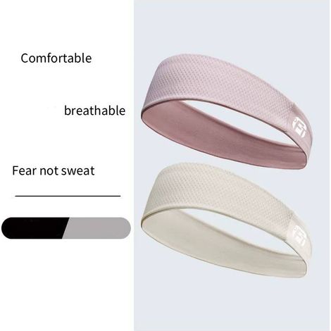2 fasce per capelli - fascia sportiva per yoga e tennis - fascia elastica - fascia da corsa - fascia da yoga traspirante (rosa + beige)