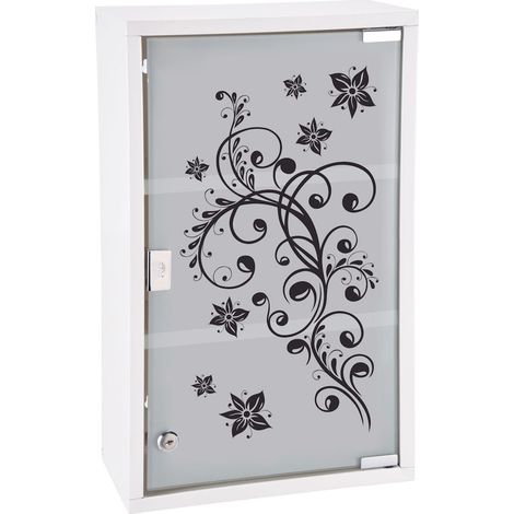Spetebo – Armoire à pharmacie métal avec porte vitrée 50 x 30 cm – 3 étagères verrouillables – Pour montage mural – 33288