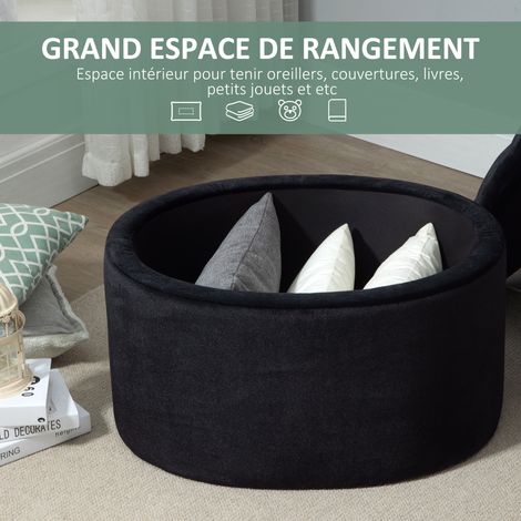 Banc rangement rembourré couloir chambre salon 71x52x42 cm noir (1/5)