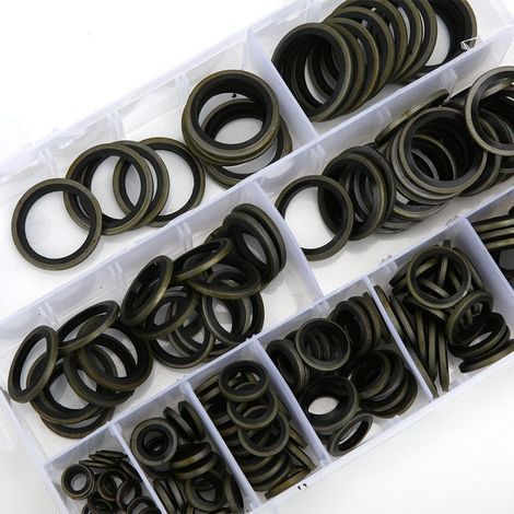 180pcs joints de bouchon de vidange d'huile mis M6-M24 rondelles d'écrasement d'huile zingué collé anneau de scellage kit attaches pour l'industrie mécanique avec boîte en plastique (1/5)