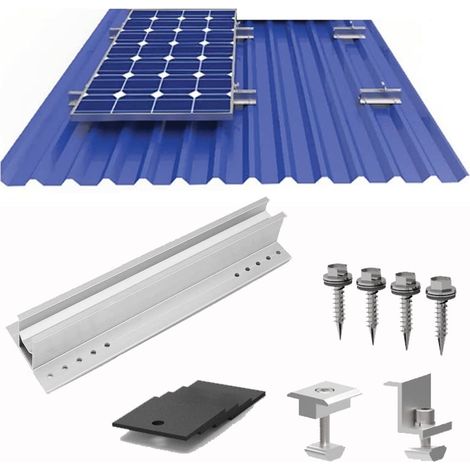Support pour panneau solaire, alu, système de fixation en tôle trapézoïdale, rail de fixation photovoltaïque, profilé pour photovoltaïque solaire PV, kit de fixation 2 panneaux solaires 30 35 mm (1/5)