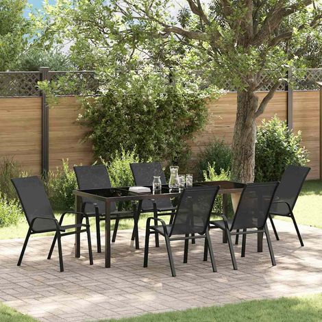 vidaXL Set da Pranzo per Giardino 7 pcs Nero (1/5)