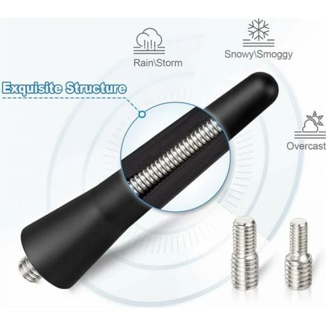 Antenne voiture FM DAB 6.5 cm – Acier inoxydable étanche – Réception FM/AM/DAB puissante – Installation facile avec adaptateurs M4/M5/M6