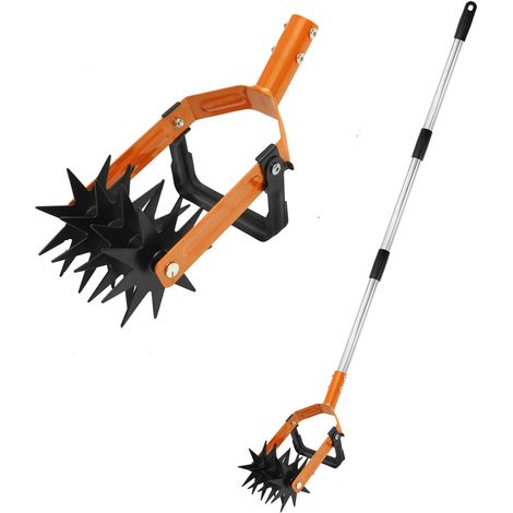 Motoculteur rotatif avec poignée réglable 2 en 1 pour désherber et émietter le sol - Outil de jardinage rotatif à main pour perdre et mélanger le sol (1/5)