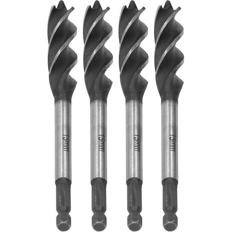 Lot de 4 Trépan à Bois pour Métal Foret Scie Cloche 4 Canaux Queue Hexagonale Outil de Coupe 15mm (1/5)