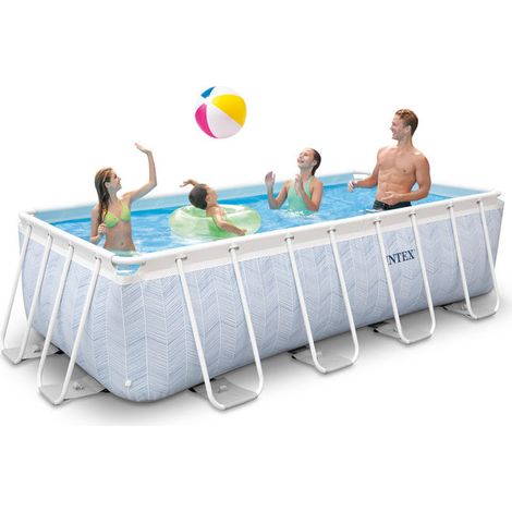Intex Piscina Prism Chevron Rettangolare 400x200x100 cm con Pompa, Filtro e Scaletta