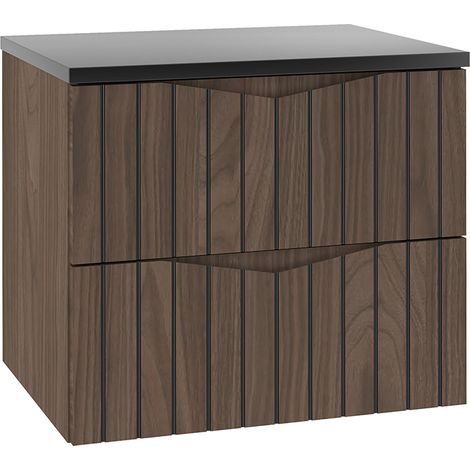 Meuble sous-vasque 60cm plan de toilette Siena bois et noir
