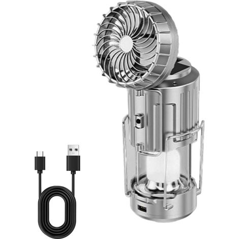 Lampe de camping LED solaire - Étanche et rechargeable, avec ventilateur de refroidissement pliable et batterie externe (1/5)