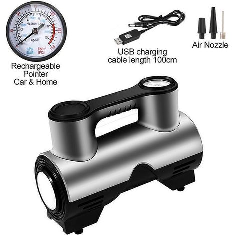 Pointer Auto-Reifenfüller, tragbarer Luftkompressor, Auto-Luftpumpe mit LED-Licht, automatischer Abschaltung, 3 N