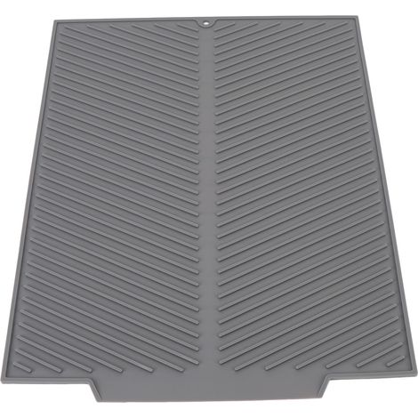 Tapis égouttoir à vaisselle en silicone, 485 x 405 mm, résistant à la chaleur, antidérapant, pour plan de travail de cuisine, gris. (1/5)