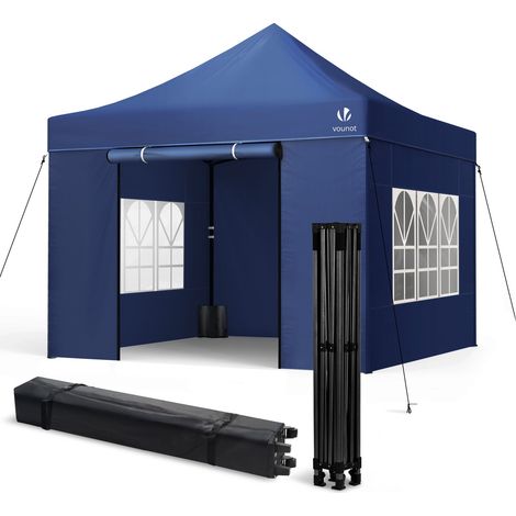 VOUNOT® Carpa Plegable Gazebo 3x3m Reforzado con Paredes Cenador Pabellón de Jardín Azul