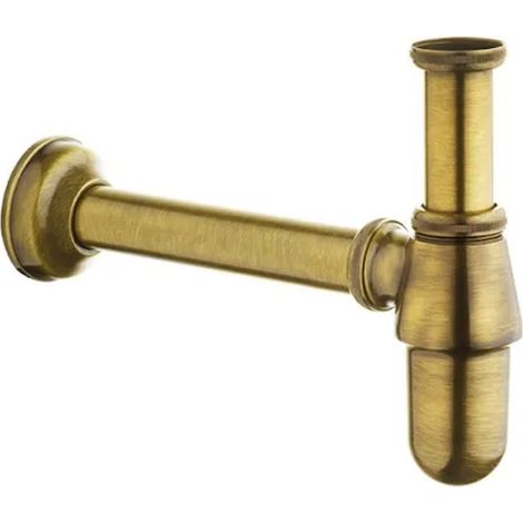 Ablaufgarnitur, Siphon Antik-Bronze Messing, verstellbare Rohre