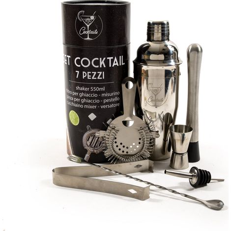 Set bartender 7 pezzi Shaker per cocktail idea regalo per barman (1/4)