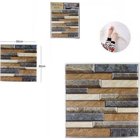 TrAdE Shop Traesio - 3d Piastrella Mattonella Adesivo Da Parete Muro Pannello 30x30cm 64382 -
