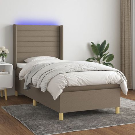 vidaXL Letto a Molle con Materasso e LED Tortora 80x200 cm in Tessuto (1/5)
