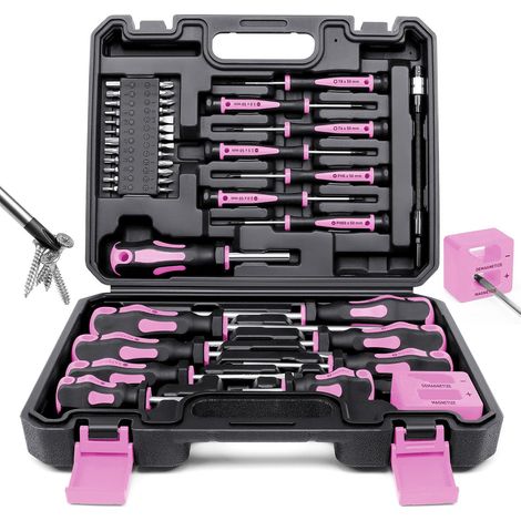 Visseuse sans fil Jeu de 43 tournevis magnétiques avec étui, tournevis plats Torx et de précision pour homme Rose (1/5)