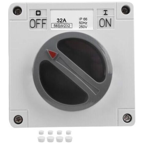 Interrupteur Secteur 2P 32A Étanche IP66 - Commutateur Rotatif Marche/Arrêt avec Voyant  250V  pour Extérieur & Industriel