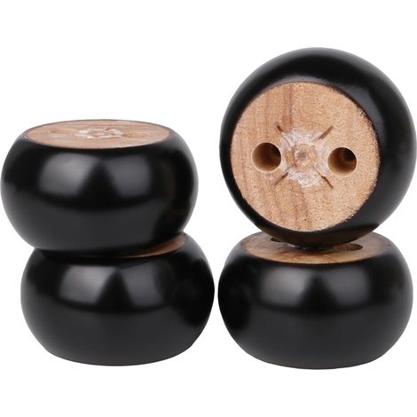 Lot de 4 pieds de canapé ronds en bois noir 40 x 70 mm avec patins de pieds (1/5)
