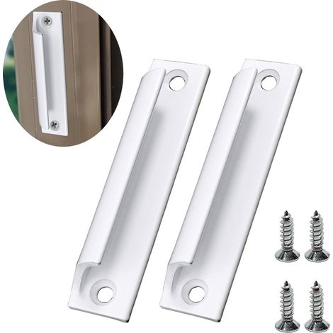 Poignées carrées en aluminium, lot de 2, blanches, design moderne, avec vis incluses, adaptées aux placards, meubles de cuisine et tiroirs (1/5)