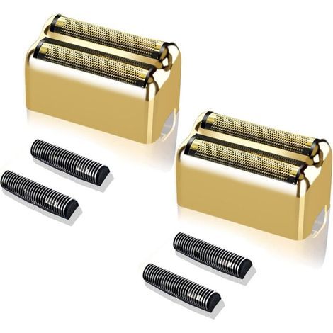 Grille et têtes de coupe de rechange professionnelles pour rasoir à double grille BaBylissPRO Barberology – Compatible avec le rasoir BaBylissPRO Barberology FXFS2 (2 pièces, couleur Or) (1/5)