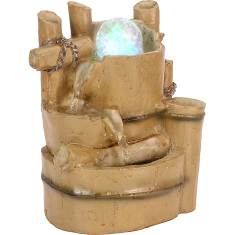 Fontaine de Bureau LED en Résine avec Pompe à Eau Silencieuse, Décoration pour Maison et Bureau, 220-240V Fiche EU