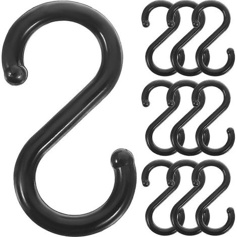 100er-Packung S-förmige Haken, Kunststoff-Aufhängehaken, Handtuchhalter für Bad und Küche – 5,60 x 2,80 x 0,50 cm – Schwarz (1/4)