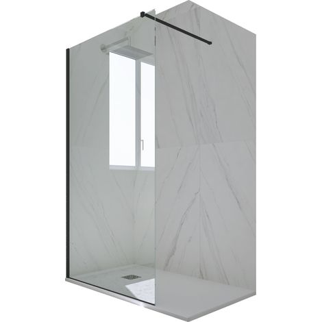 Duschwand Walk In pvc  cm Klarglas Matt-Schwarz Kolors