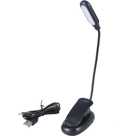 Lampe de bureau à pince LED avec 3 niveaux de luminosité réglables, 3 modes d'éclairage et bras flexible pour la lecture au chevet. (1/4)