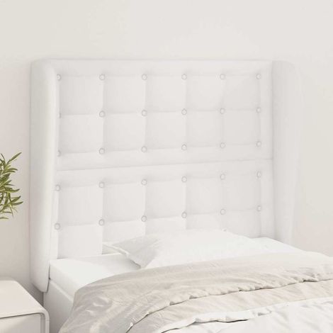 vidaXL Cabecero con orejas de cuero sintético blanco 103x23x118/128 cm (1/5)