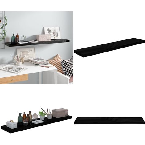 Schweberegal Hochglanz-Schwarz 120x23,5x3,8 cm MDF - Schweberegal - Wandregal - Schwarz - Regal - Wohnwand - Home & Living (1/5)
