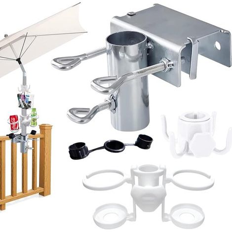 Sonnenschirmständer für Balkongeländer oder -tische, robuster Metall-Sonnenschirmständer für den Außenbereich, Balkonklemme (1/5)