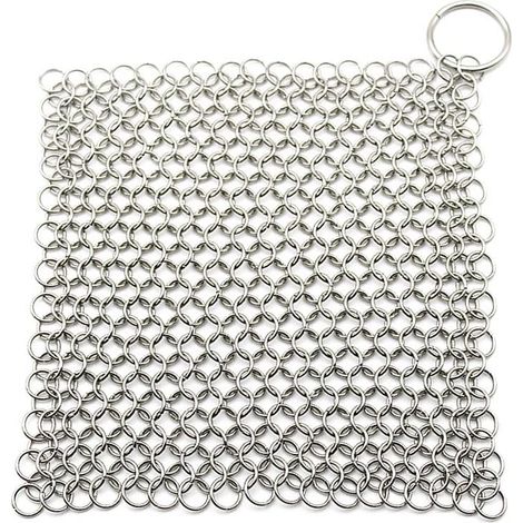 Nettoyant Pour Poêle En Fonte - Tampon À Chaîne En Acier Inoxydable 7 X 7 Pouces - Pour Cuisinière, Grill Et Four - 1 Pièce (1/5)
