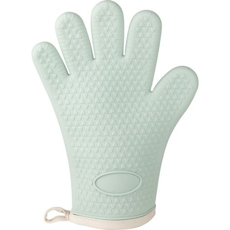 Hitzebeständige, wasserdichte und rutschfeste Silikon-Küchenhandschuhe mit vorgeformten Fingern und Baumwollfutter – ideal zum Backen, Kochen und Grillen. Damengröße (grün), paarweise mit Schüsselzang