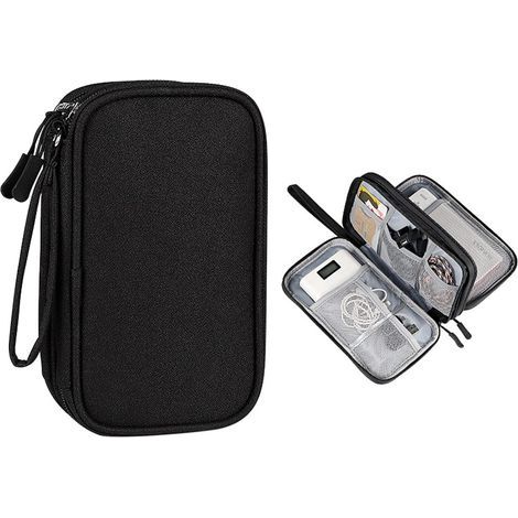 BRAVIX Sac de Organisateur Accessoires Electroniques 3 Couche, Sac de Rangement Câbles étanche Portable, Pochette Rangement Multifonctionnel pour câbles Chargeur adaptateurs écouteurs(Noir) (1/3)