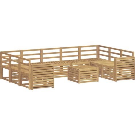 Outdoor Sofa Set 10 pcs White Solid Acacia Wood vidaXL (1/5)