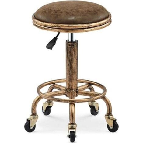 Tabouret De Bar - Hauteur Réglable 50-64 Cm - Pivotant 360° - À Roulettes - Pour Bar Salon De Coiffure Atelier - 1 Pièce (1/4)