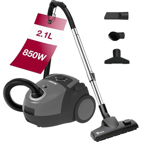 Aspirateur avec Sac 850W 2.1L 9m portée, filtre HEPA, aspiration réglable, sols/moquettes, compact, léger, anti-poils (1/5)