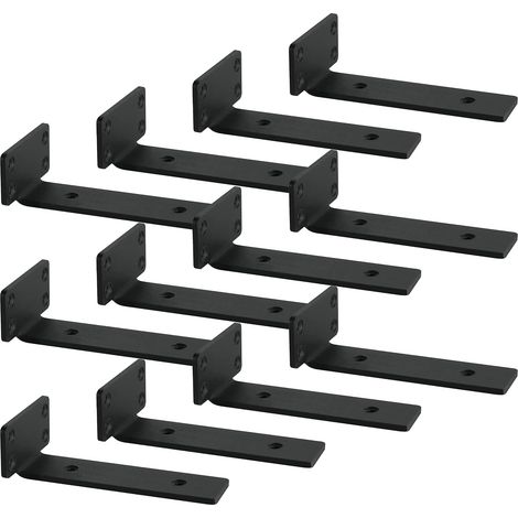 Lot de 12 Equerre Etagere Murale 15cm Charge Lourde Noir (1/5)