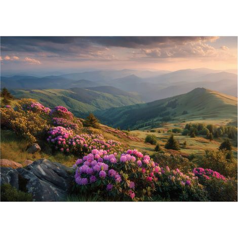 Fototapete Berge Landschaft Natur – Moderne Großformat Wandtapete 150x105 cm – Für Wohnzimmer & Schlafzimmer