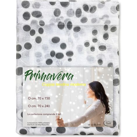 coppia TENDINA vetro PRIMAVERA GRIGIO COPPIA (2 TELI) CM. 70X240