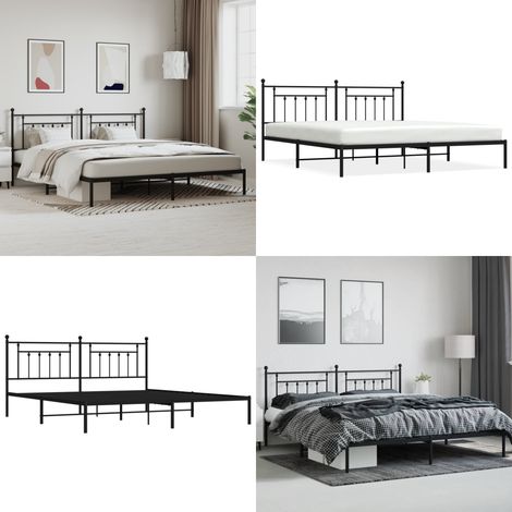 Bettgestell mit Kopfteil Metall Schwarz 200x200 cm - Bettes Gestell - Doppelbett - Metallbett - Schwarzes Bett - Boxspringbetten - Home & Living (1/5)