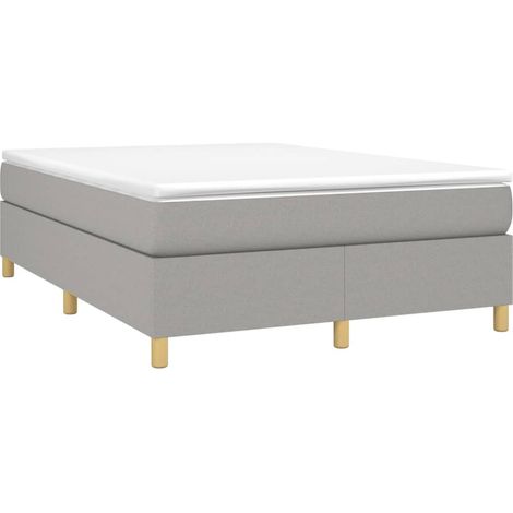 Sommier à lattes de lit avec matelas Gris clair 140x200cm Tissu vidaXL