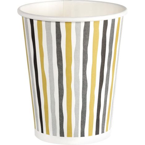 Duni Pappbecher Bio 0,2 L weiß Stripes schwarz gold - 10 Stück Becher