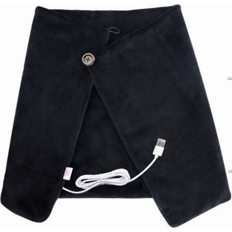Châle Chauffant Électrique Couverture chauffante Coussin Respirant USB Châle chauffé Unisexe pour Soulagement de Douleur épaule Genoux Ventre Noir (1/5)