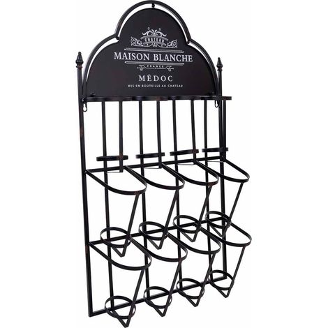 Botellero de pared de metal para 8 botellas 53x17x90h cm