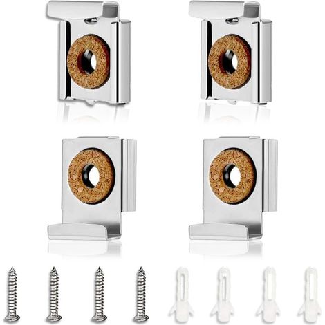 Spiegelhalterung – Federbelastete Metallbefestigung – Für rahmenlose Spiegel – 31 x 24 mm – Max. Stärke 6 mm – 4er-Pack (1/5)